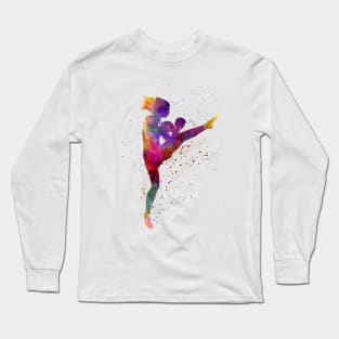 Boxing-muay thai in watercolor Long Sleeve T-Shirt